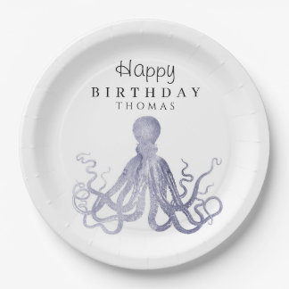 Adorable Under the Sea Octopus Birthday Paper Plate