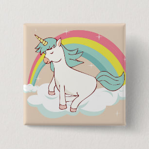 Adorable Unicorn 2 Inch Square Button