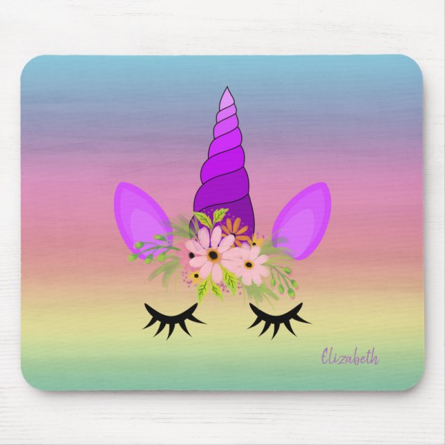 Adorable Unicorn Face,Colourful  -Personalized Mouse Pad (Front)