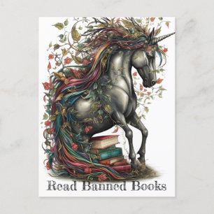 Adorable Unicorn Read Banned Books Postcard