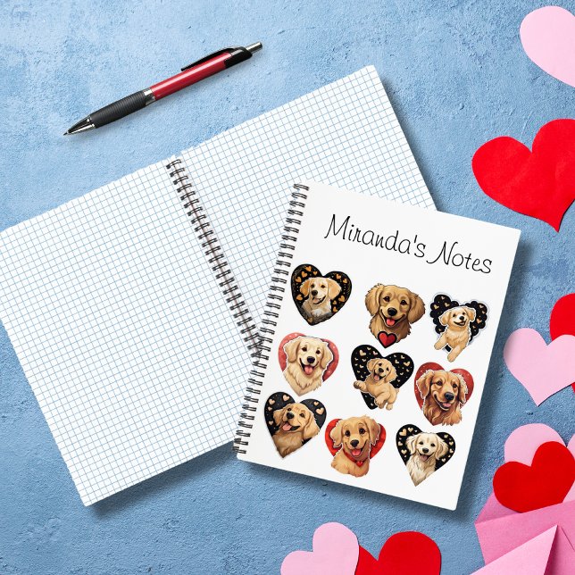 Adorable Valentine Golden Retriever Dog custom Notebook (Adorable Valentine Golden Retriever Dog custom Notebook)