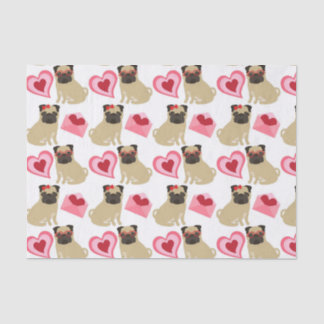 Adorable Valentine Pugs Tissue Paper