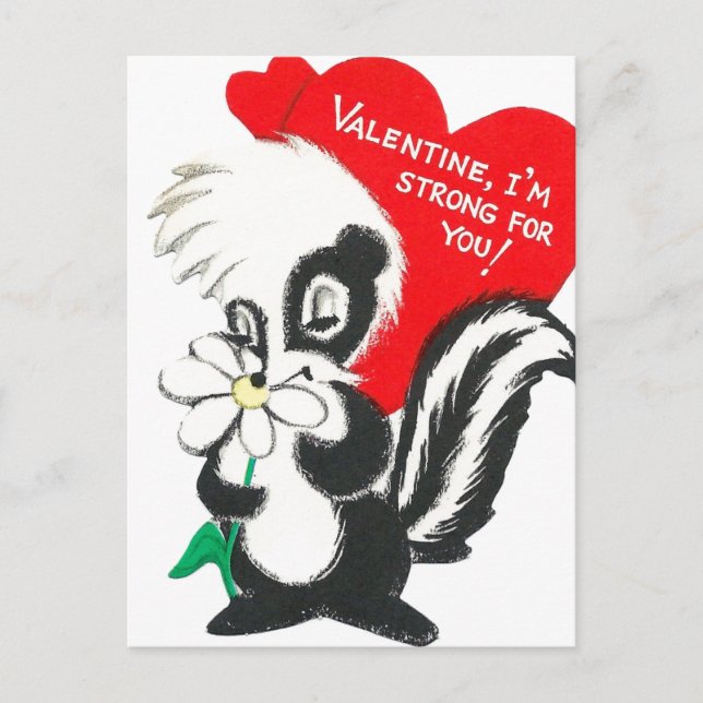 Adorable Valentine Skunk Postcard (Front)