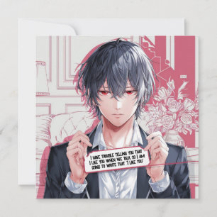Adorable Valentine's Day Anime Heartfelt Message  Holiday Card