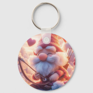 Adorable Valentine's Day Gnome with Bow and Arrow Keychain