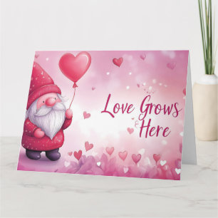 Adorable Valentine's Day Gnome with Heart Balloon Card
