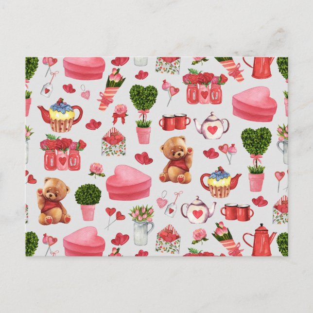 Adorable Valentines Day Stuff Tote Bag Postcard (Front)