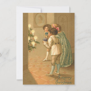 Adorable Victorian Children Vintage Christmas Card
