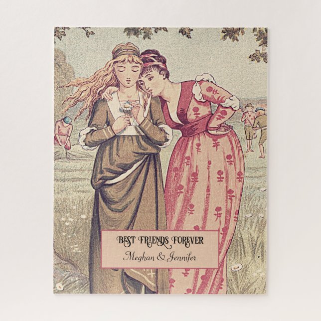 Adorable Victorian Friends Personalized Besties Jigsaw Puzzle (Vertical)