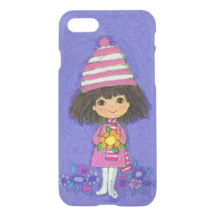 Adorable Vintage 1960s Girl in Pink With Flowers iPhone SE/8/7 Case