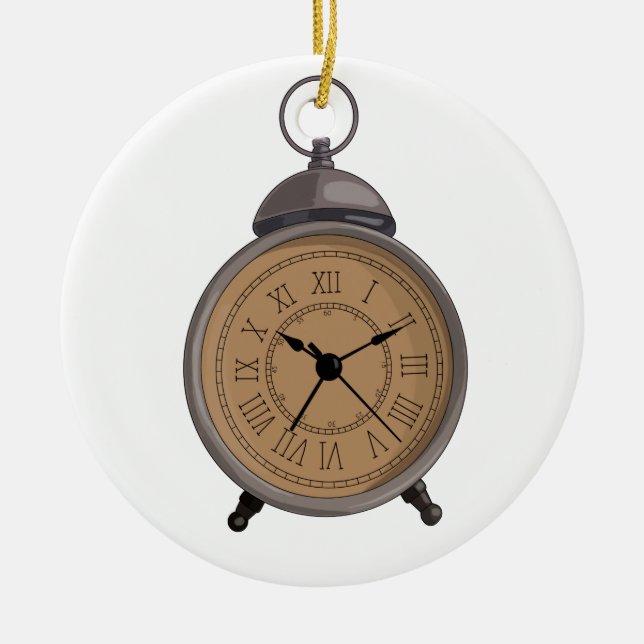 Adorable Vintage Alarm Clock Ceramic Ornament (Front)