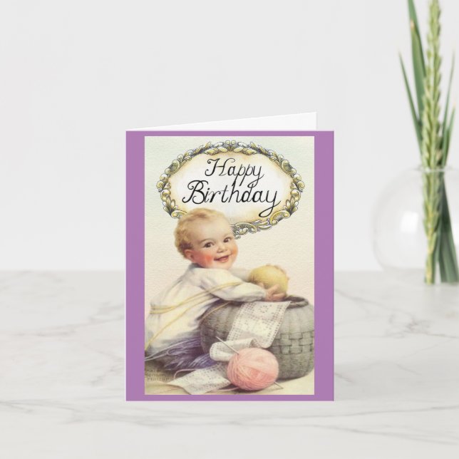 Adorable Vintage Baby Greeting Card (Front)