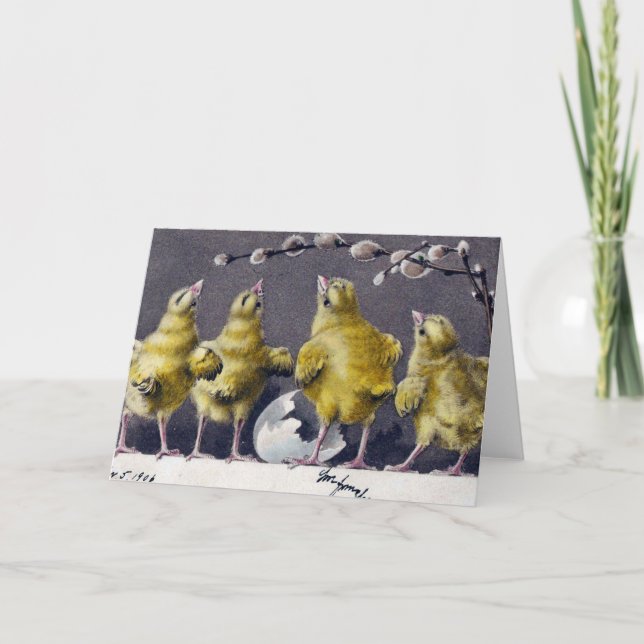 Adorable Vintage Easter Chicks Holiday Card (Front)