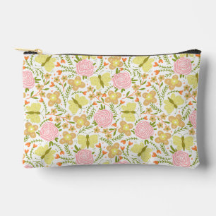 Adorable vintage floral pattern Mustard Cute Accessory Pouch