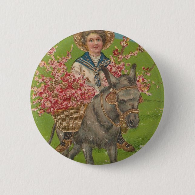 Adorable Vintage Postcard 2 Inch Round Button (Front)