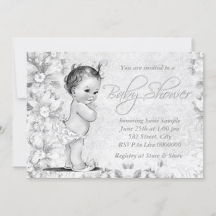 Adorable Vintage White Baby Shower Invitation