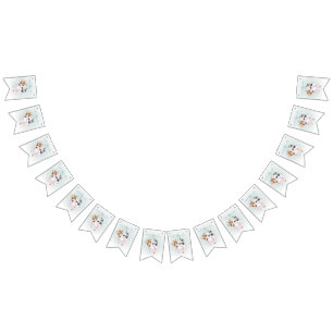 Adorable Virtual Baby Shower Animals with Masks Bunting Flags