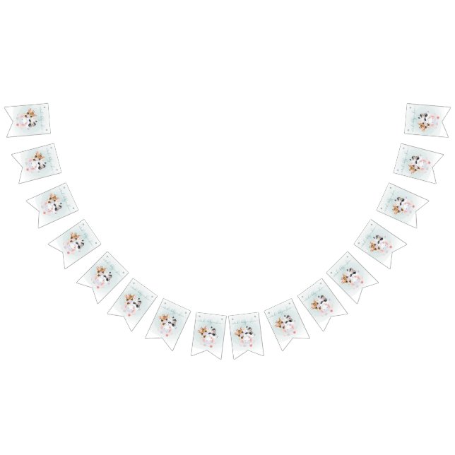 Adorable Virtual Baby Shower Animals with Masks Bunting Flags (All)