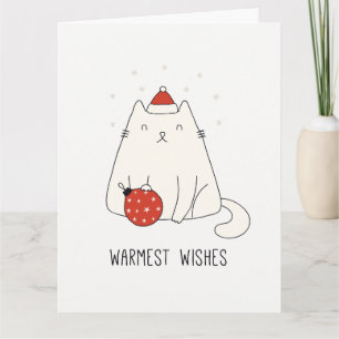 Adorable Warmest Wishes Christmas Cat Card