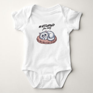 Adorable "Watching You, Baby" Persian Kitten Baby Bodysuit