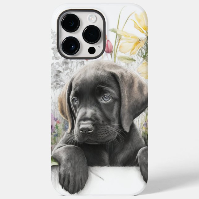 ADORABLE WATERCOLOR BLACK LABRADOR RETRIEVER DOG Case-Mate iPhone CASE (Back)