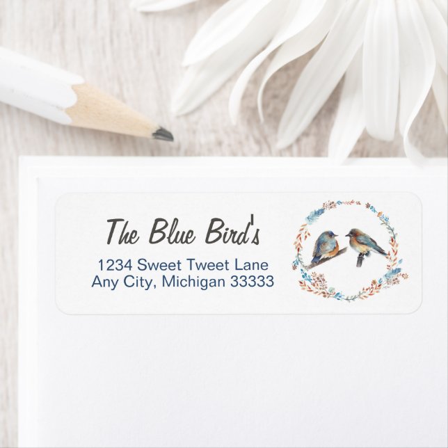 Adorable Watercolor Bluebird Couple Art (Insitu)