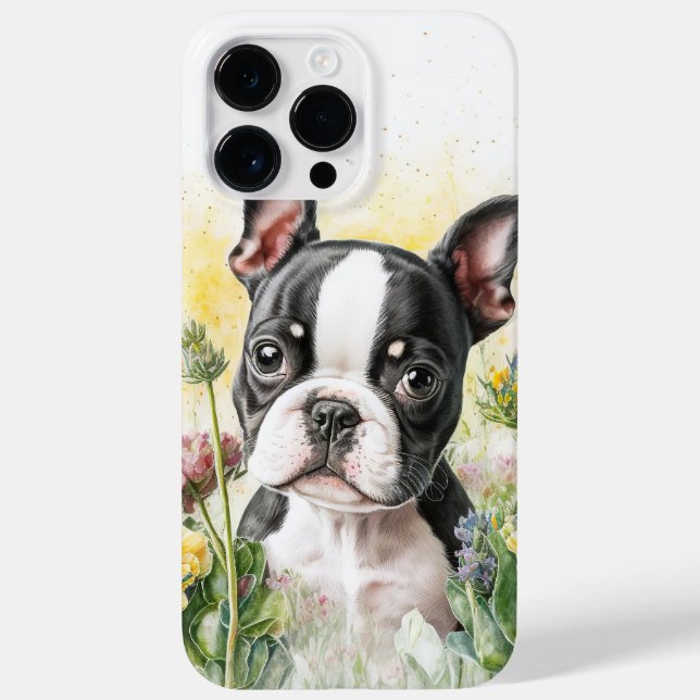 ADORABLE WATERCOLOR BOSTON TERRIER PUPPY DOG Case-Mate iPhone CASE (Back)