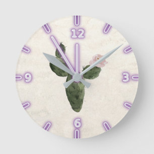 Adorable Watercolor Cactus Round Clock