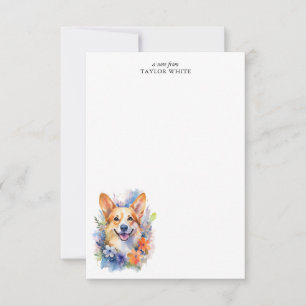 Adorable Watercolor Corgi Personalized Thank You Card
