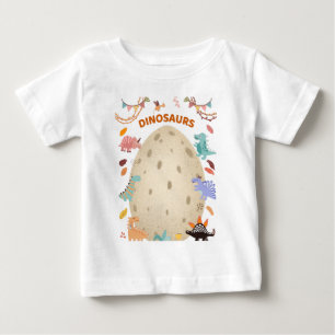Adorable Watercolor Dinosaurs with Large Dino Egg  Baby T-Shirt