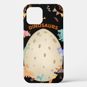 Adorable Watercolor Dinosaurs with Large Dino Egg  iPhone 12 Case