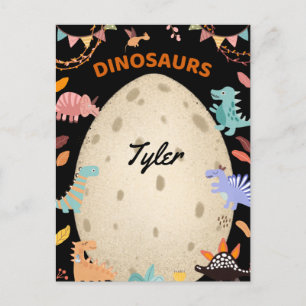 Adorable Watercolor Dinosaurs with Large Dino Egg  Postcard