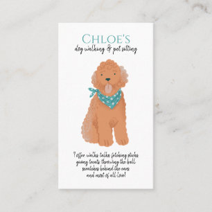 Adorable Watercolor Dog Walker Pet Sitter  Business Card