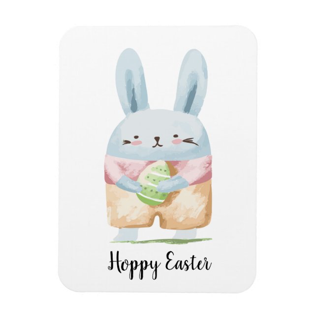 Adorable Watercolor Easter Bunny Magnet (Vertical)