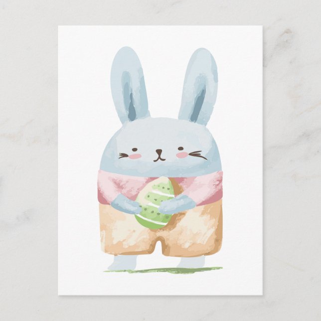 Adorable Watercolor Easter Bunny Postcard (Front)