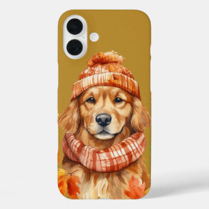 ADORABLE WATERCOLOR FALL GOLDEN RETRIEVER DOG FACE iPhone 16 PLUS CASE