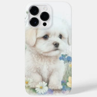 ADORABLE WATERCOLOR MALTESE PUPPY DOG