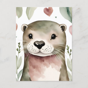 Adorable Watercolor Otter Postcard
