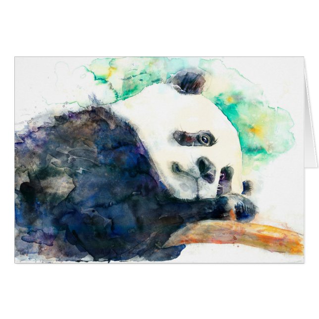 Adorable watercolor panda card (Front Horizontal)