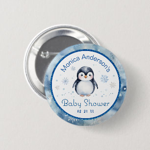 Adorable Watercolor Penguin Baby Shower 2 Inch Round Button