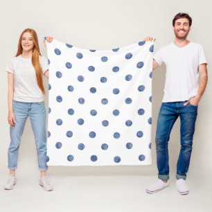 Adorable watercolor polka dots l Blue and white Fleece Blanket
