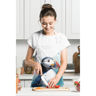 Adorable Watercolor Puffin, custom Apron