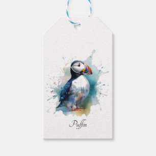 Adorable Watercolor Puffin, custom Gift Tags