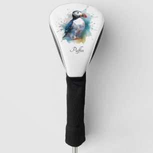Adorable Watercolor Puffin, custom Golf Head Cover