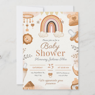 Adorable Watercolor Safari Baby Shower Invitation