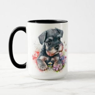 ADORABLE WATERCOLOR SCHNAUZER PUPPY DOG MUG