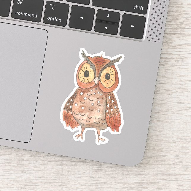 Adorable Watercolor Screech Owl (Detail)