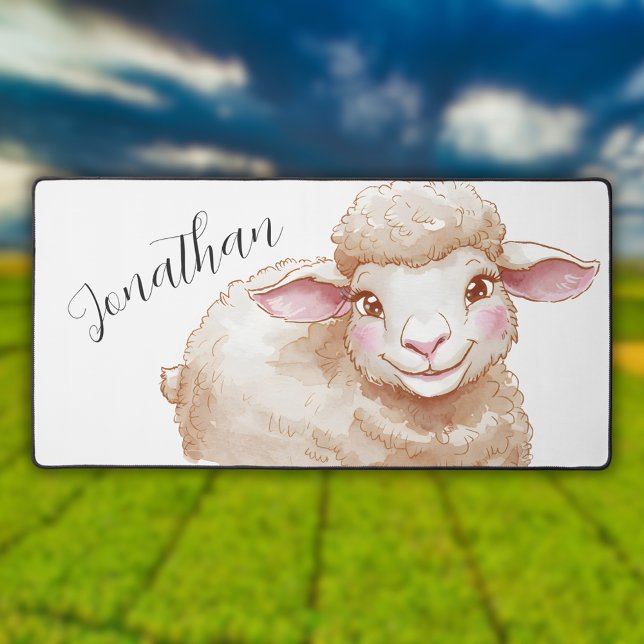 Adorable Watercolor Sheep Desk Mat (Creator Uploaded)