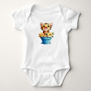 Adorable Watercolor Tiger It's a Boy Baby Bodysuit