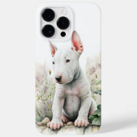 ADORABLE WATERCOLOR WHITE BULL TERRIER PUPPY DOG